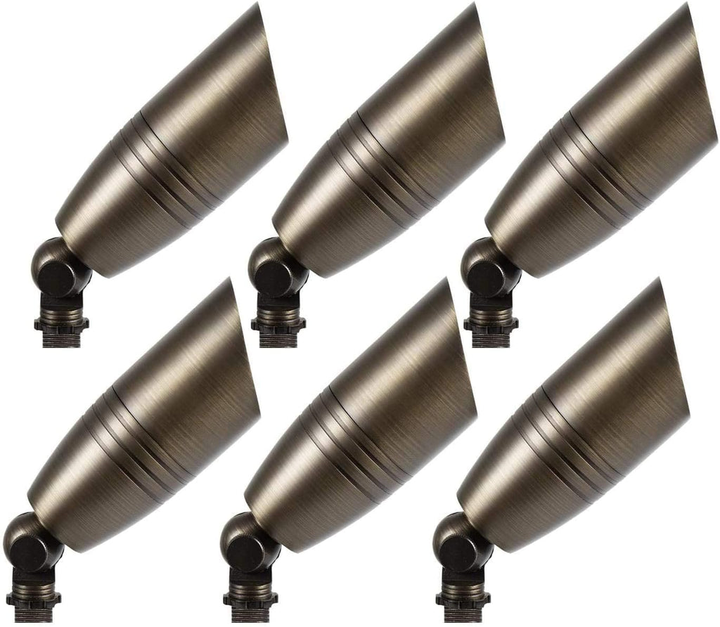Solid Brass 6 Packs 12V Low Voltage Waterproof Landscape Spotlight V375