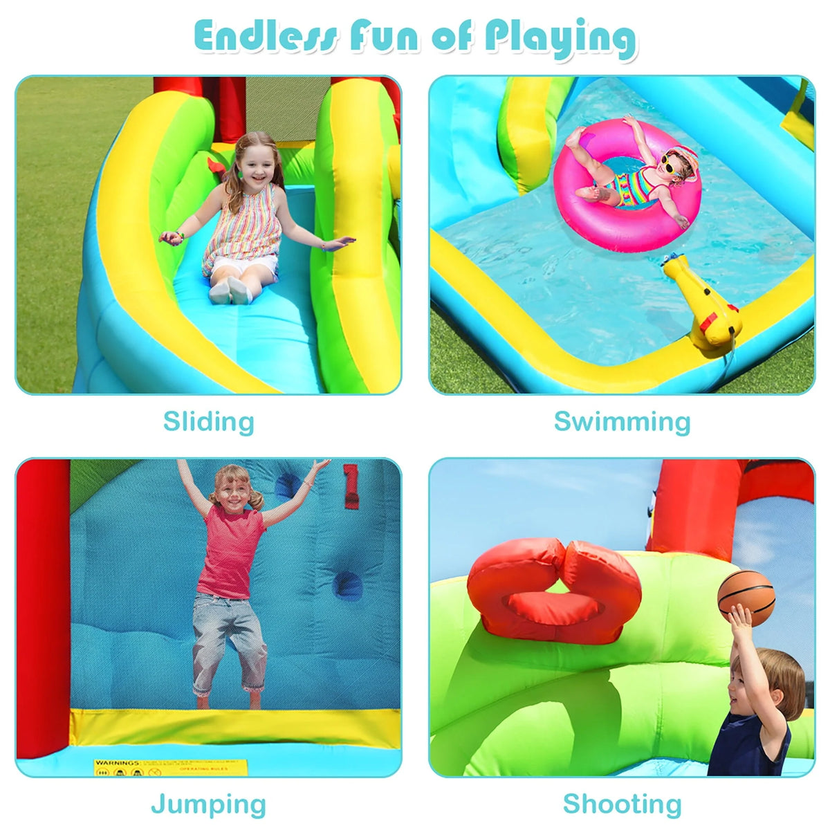 Inflatable Kids Water Slide Bounce House Splash Pool L646