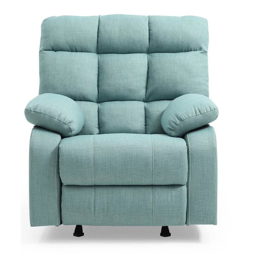 Teal Turquoise Fabric Rocker Recliner F2916