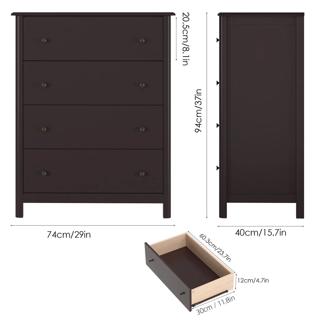 White 4 Drawer Wide Dresser R842786