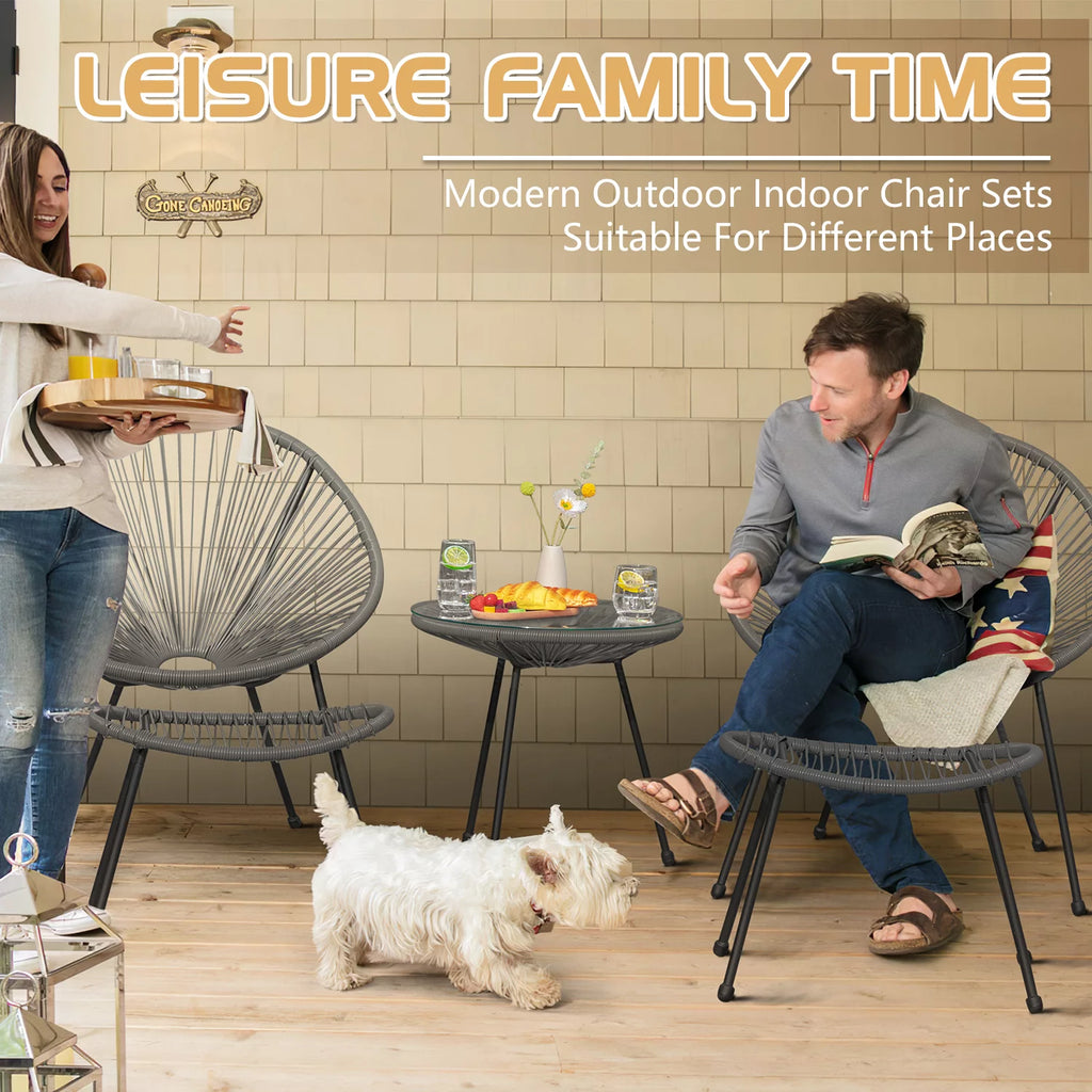 5 Pieces PE Rattan Woven Rope Chair Set with Coffee Table G776
