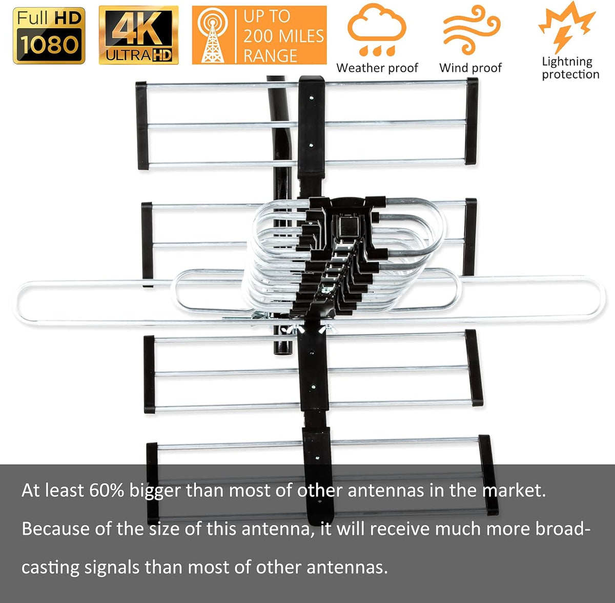 Outdoor HDTV Antenna up to 200 Mile Long Range M869