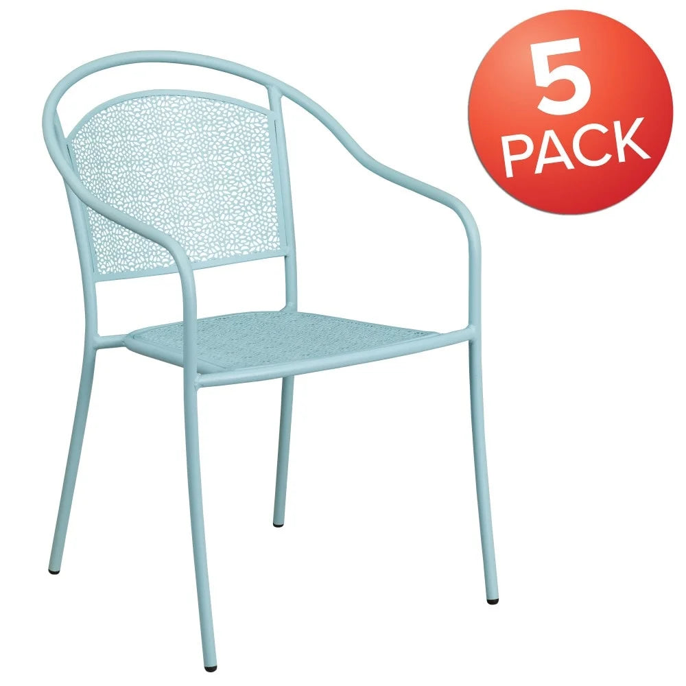 5 Pack Indoor-Outdoor Steel Patio Arm Chair Black D87094