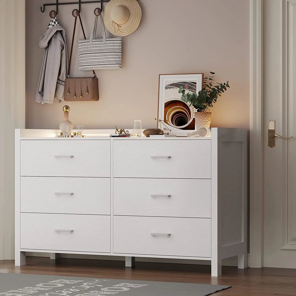 White 6 Drawer Wooden Dresser I5227
