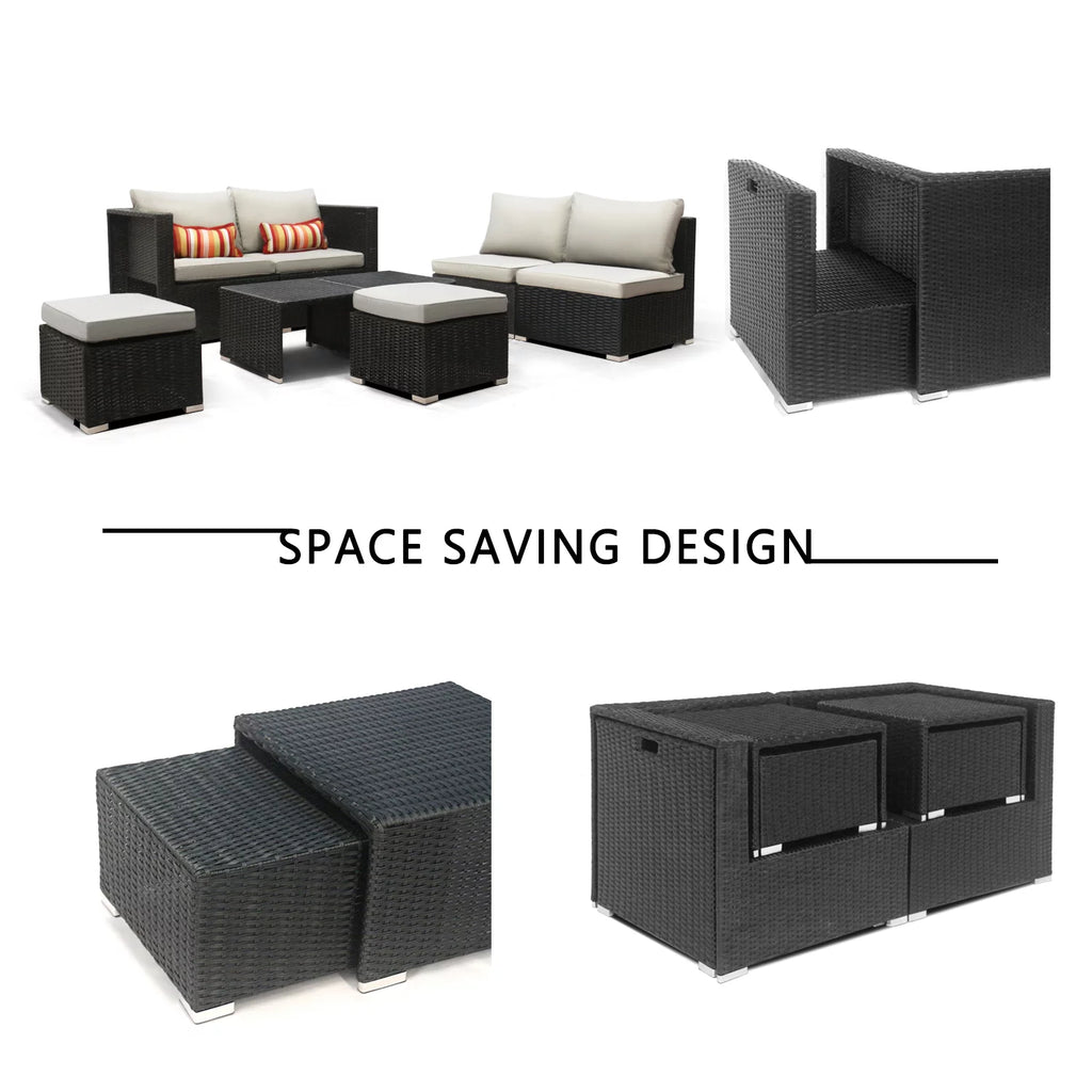 8 PCS Patio Furniture Set Sectional Sofa with Ottoman Coffee Table L89075