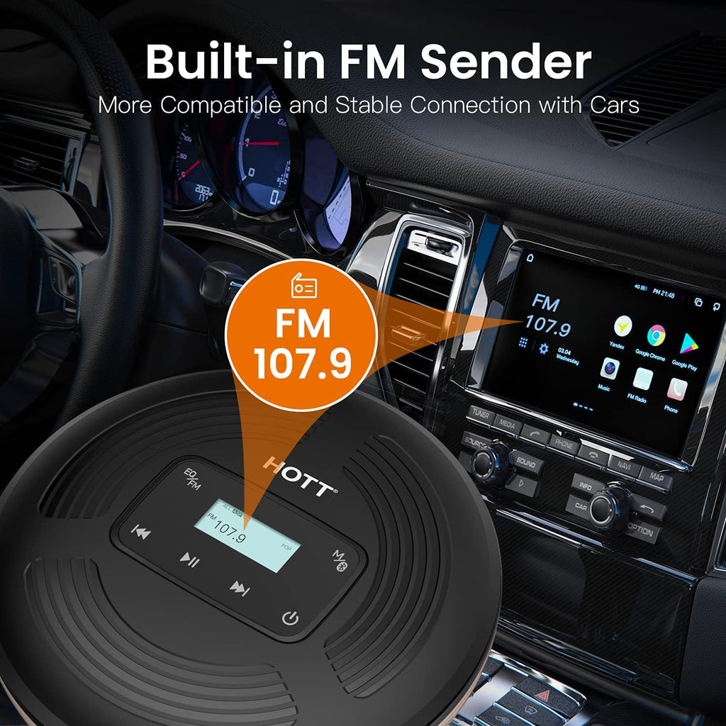 Portable CD Player with Bluetooth FM Transmitter Black Z7939