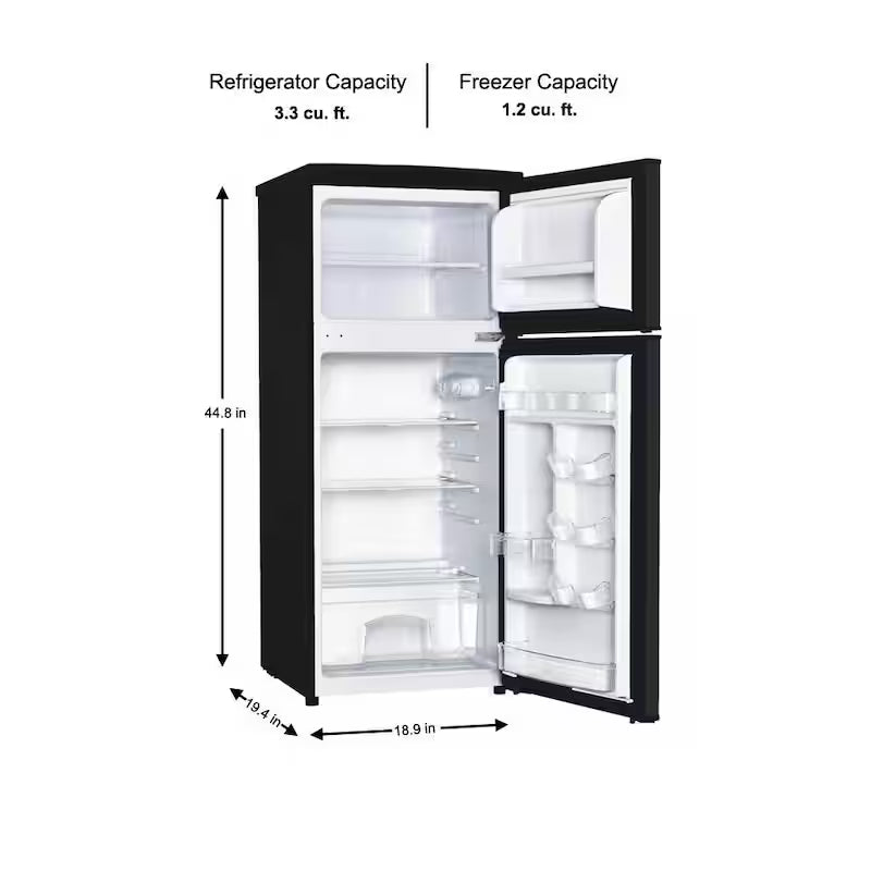 18.5 in. W 4.5 cu. ft. Black 2-Door Mini Refrigerator with Freezer O510