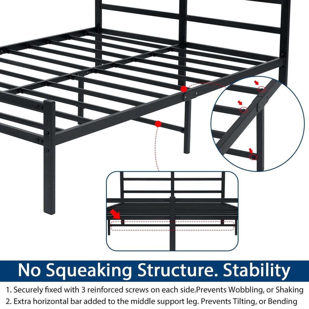 King 14 Inch Metal Bed Frame with Headboard and Footboard V247