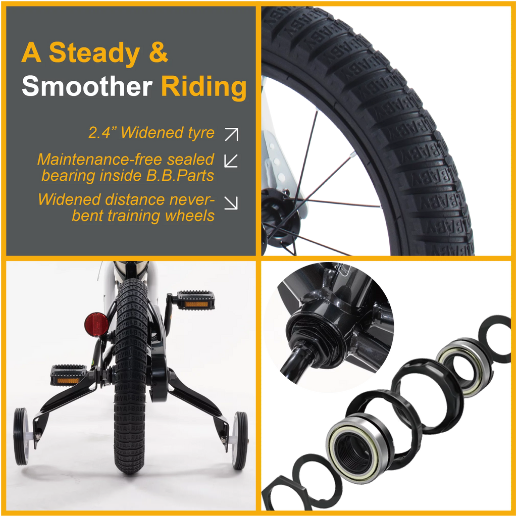 14 In Black Kids Bike with Training Wheels K22757
