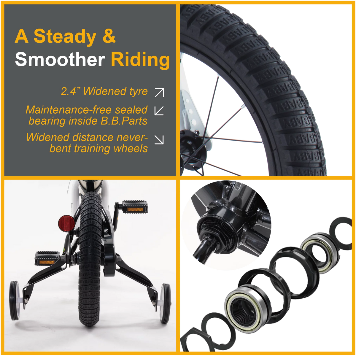 14 In Black Kids Bike with Training Wheels K22757