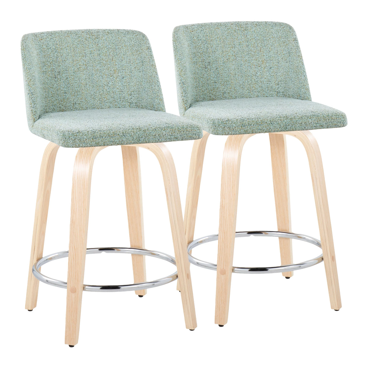 24" Counter Stool with Natural Wood Base, Set of 2 L86413