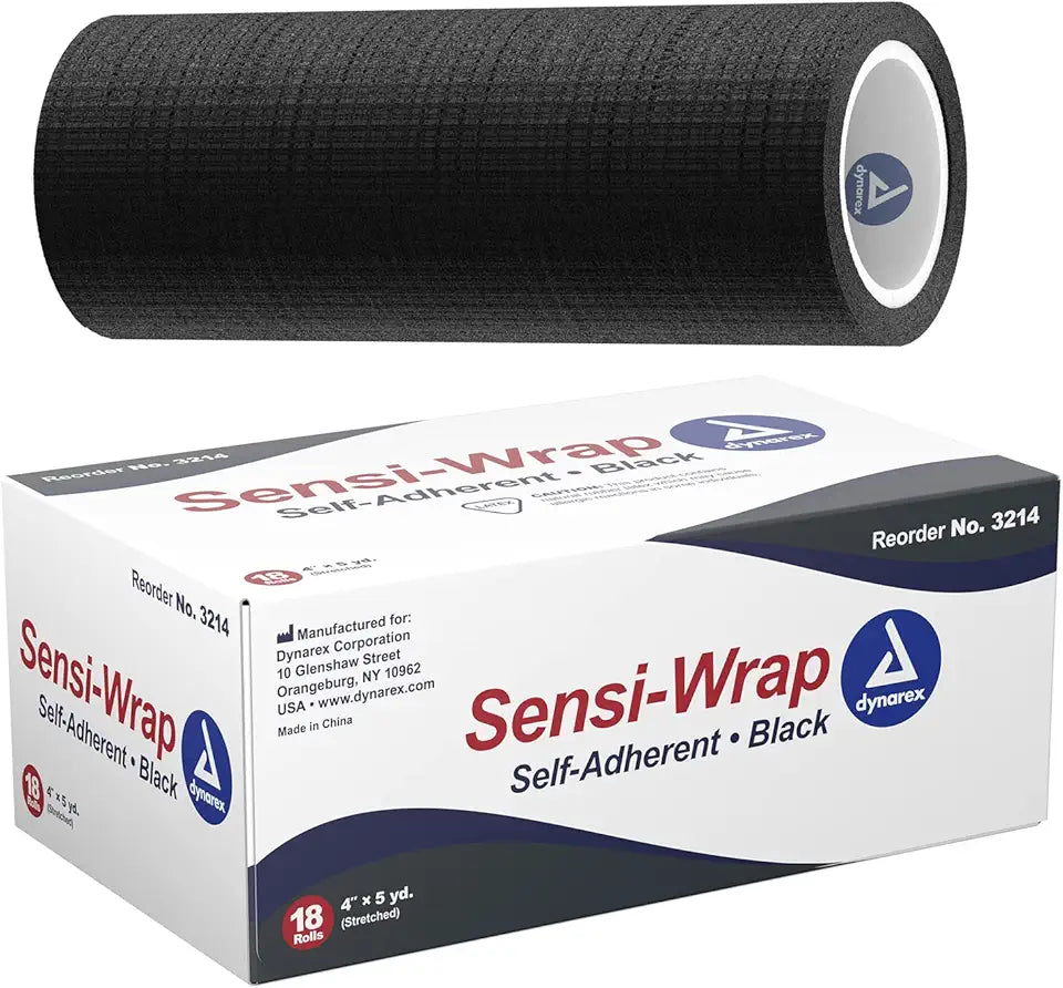 Black Self-Adherent Bandage Roll, Pack of 18 Q6322