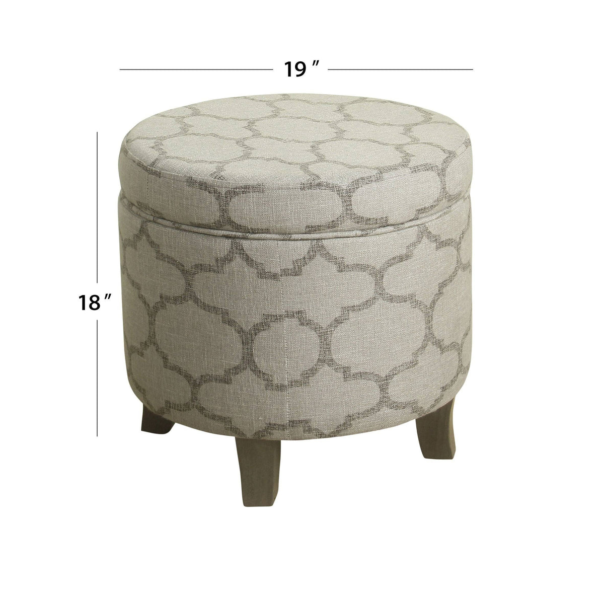 Grey Textured Round Storage Ottoman P889