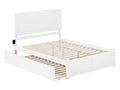 White Solid Wood Platform Bed with Footboard & Twin XL Trundle, Queen Z724