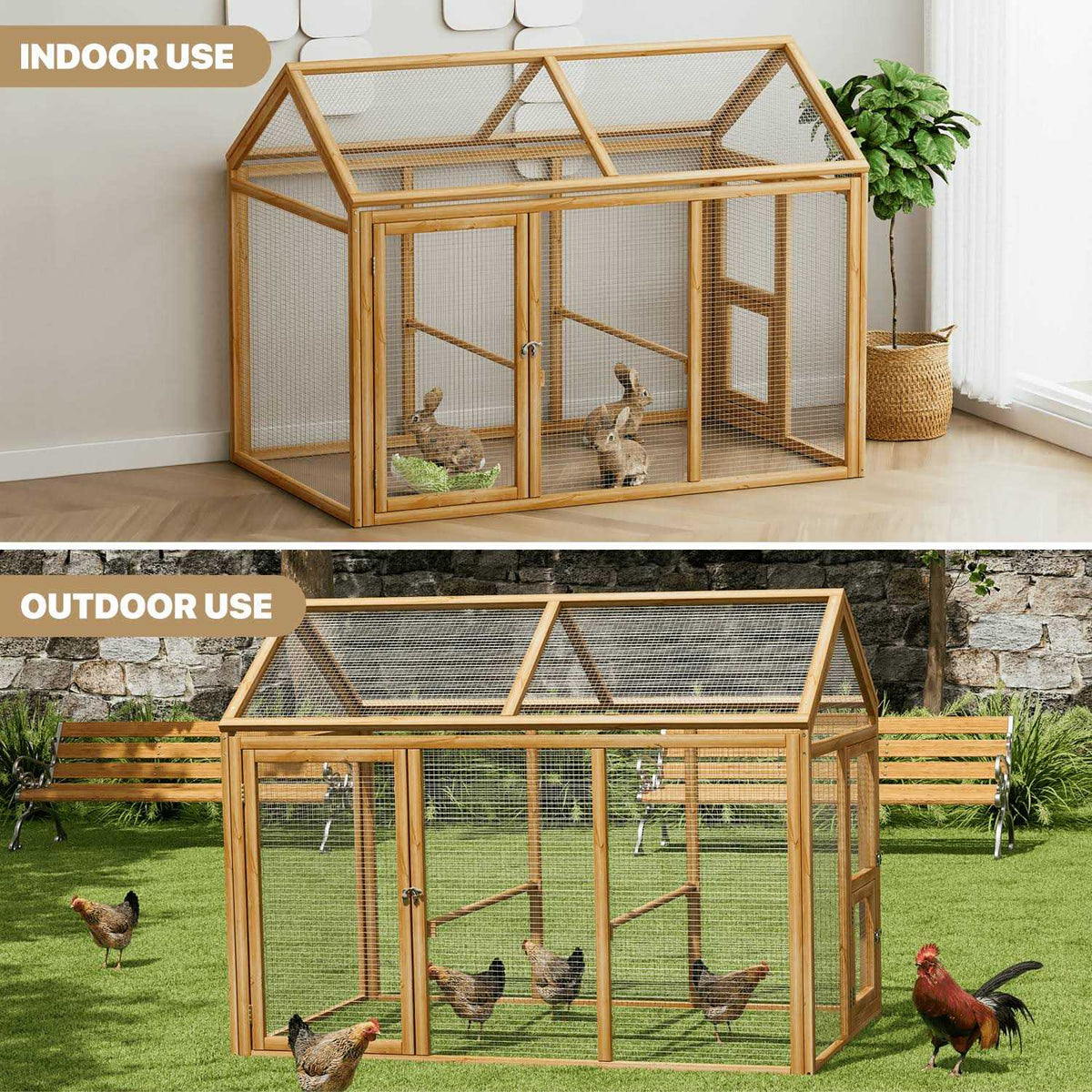 Outdoor Chicken Coop with Roosting Rods T941