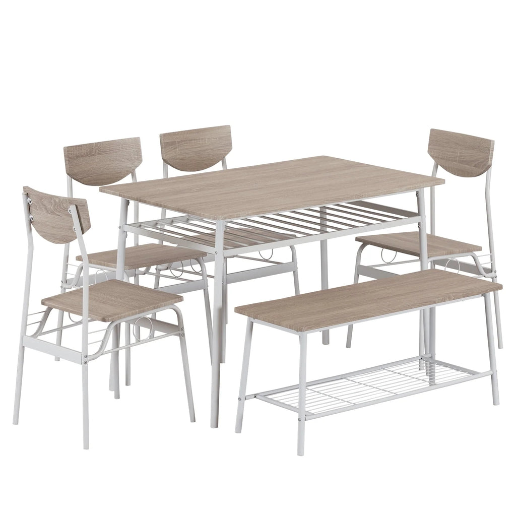 6-Piece Dining Room Set with 4 Chairs and 1 Bench T10160