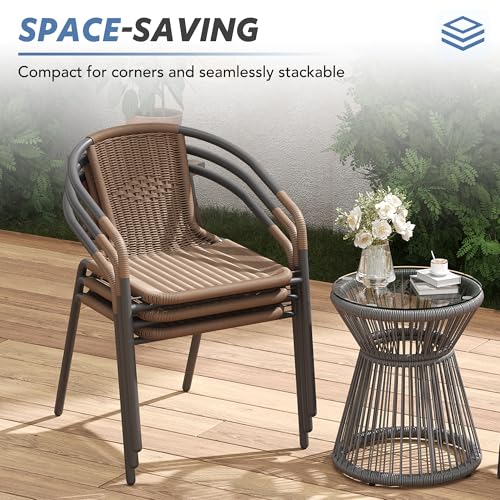Black Wicker Stackable Dining Chairs Set of 6 O681953