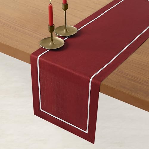 Red 14 x 120 Inch 100% Pure Linen Table Runner I8244