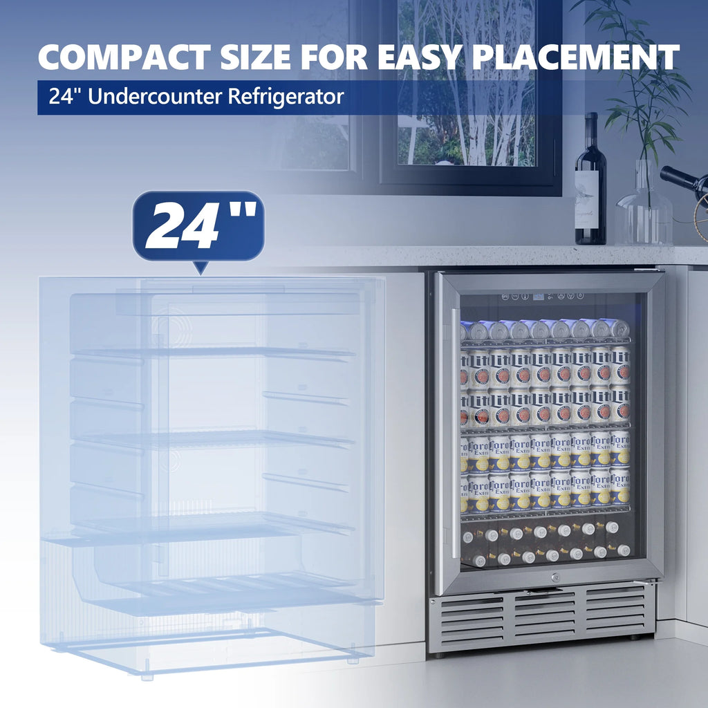 15 Beverage Cooler 32 Bottle Wine Fridge Glass Door F136653