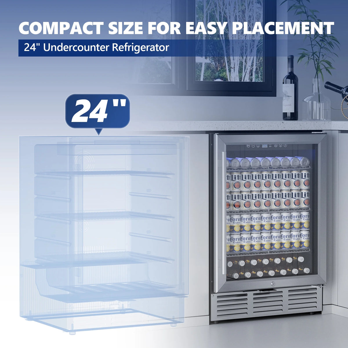 15 Beverage Cooler 32 Bottle Wine Fridge Glass Door F136653