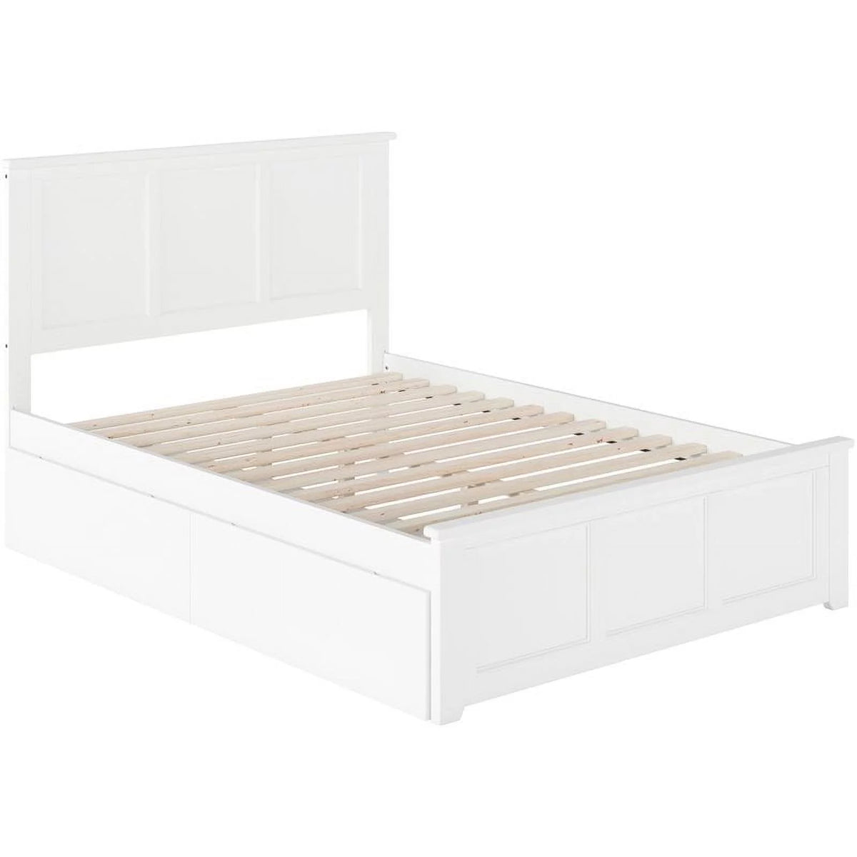 White Hardwood Storage Platform Bed V914895
