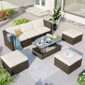 5-Piece PE Rattan Patio Furniture Set with Cushions and Coffee Table Q1304