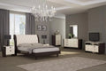 Wenge Beige Gloss Finish Tufted King Bedroom Set 5Pcs A33691