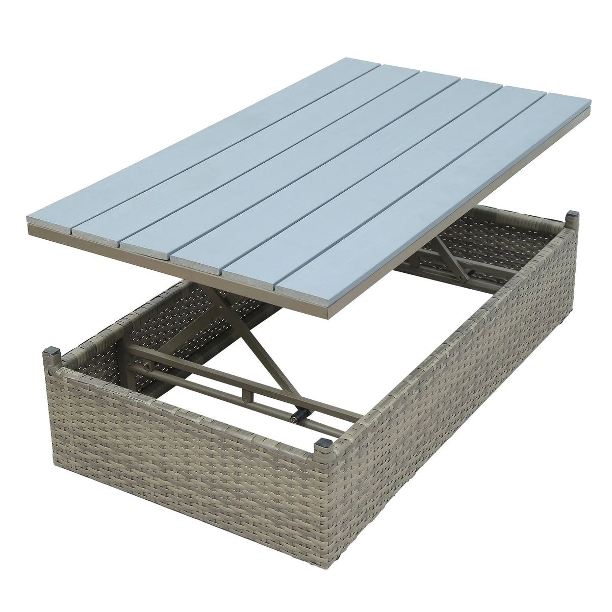 5-Piece PE Rattan Patio Furniture Set with Cushions and Coffee Table Q1304