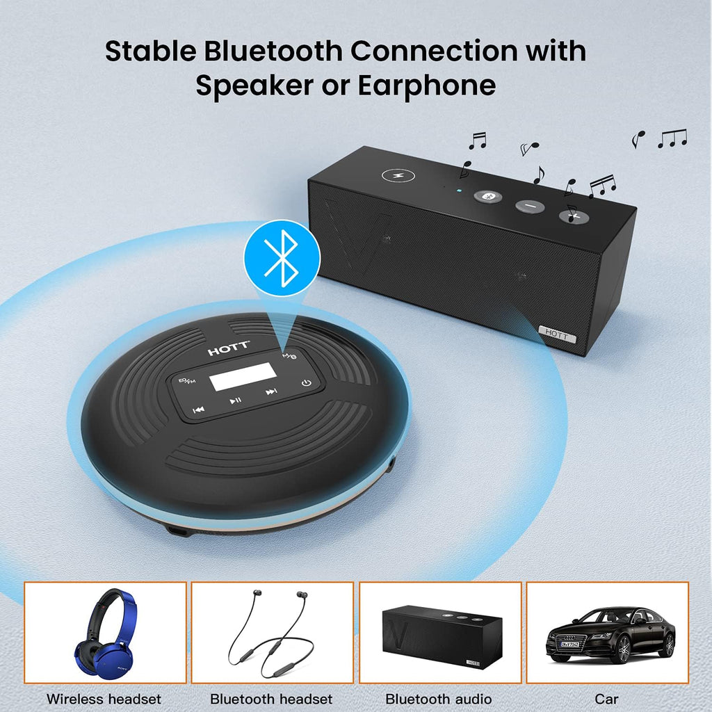 Portable CD Player with Bluetooth FM Transmitter Black Z7939