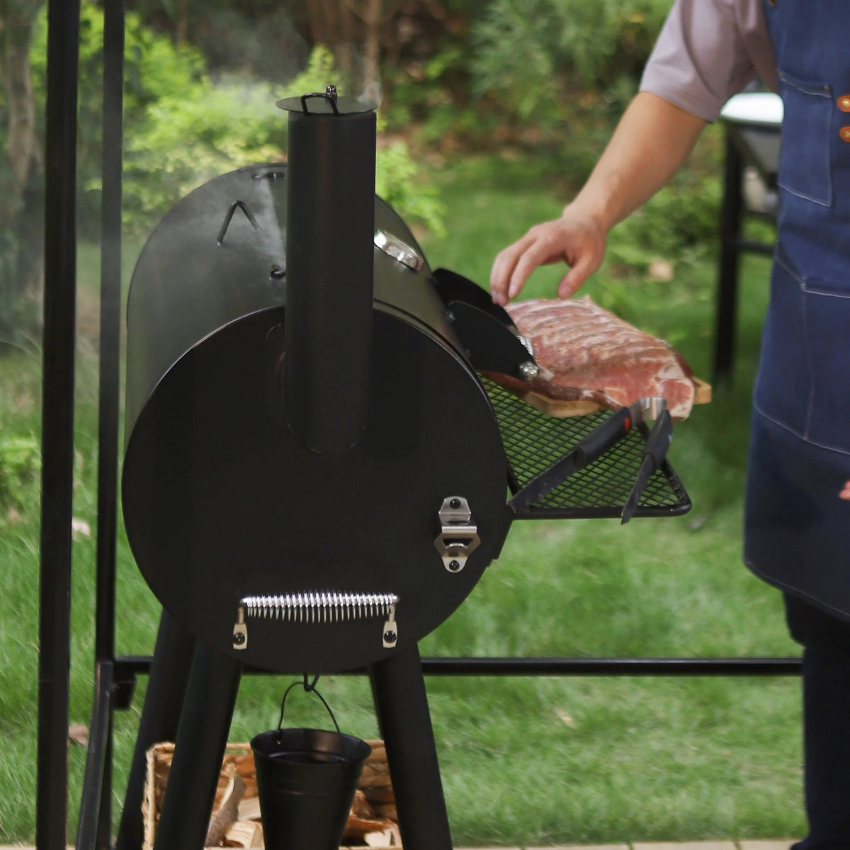 Portable Charcoal Grill with Offset Smoker Y94612