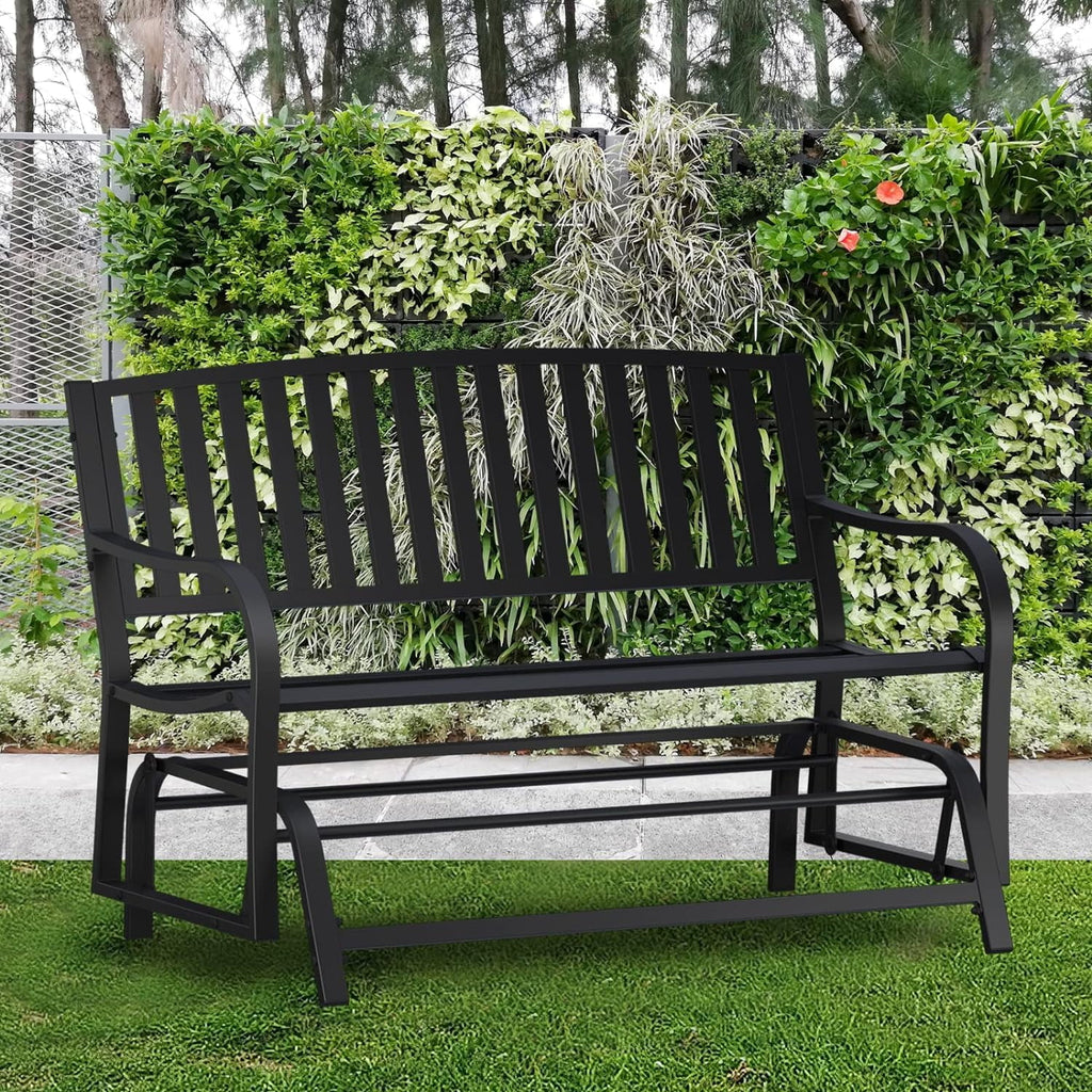 Black Metal Outdoor Glider Bench B1180