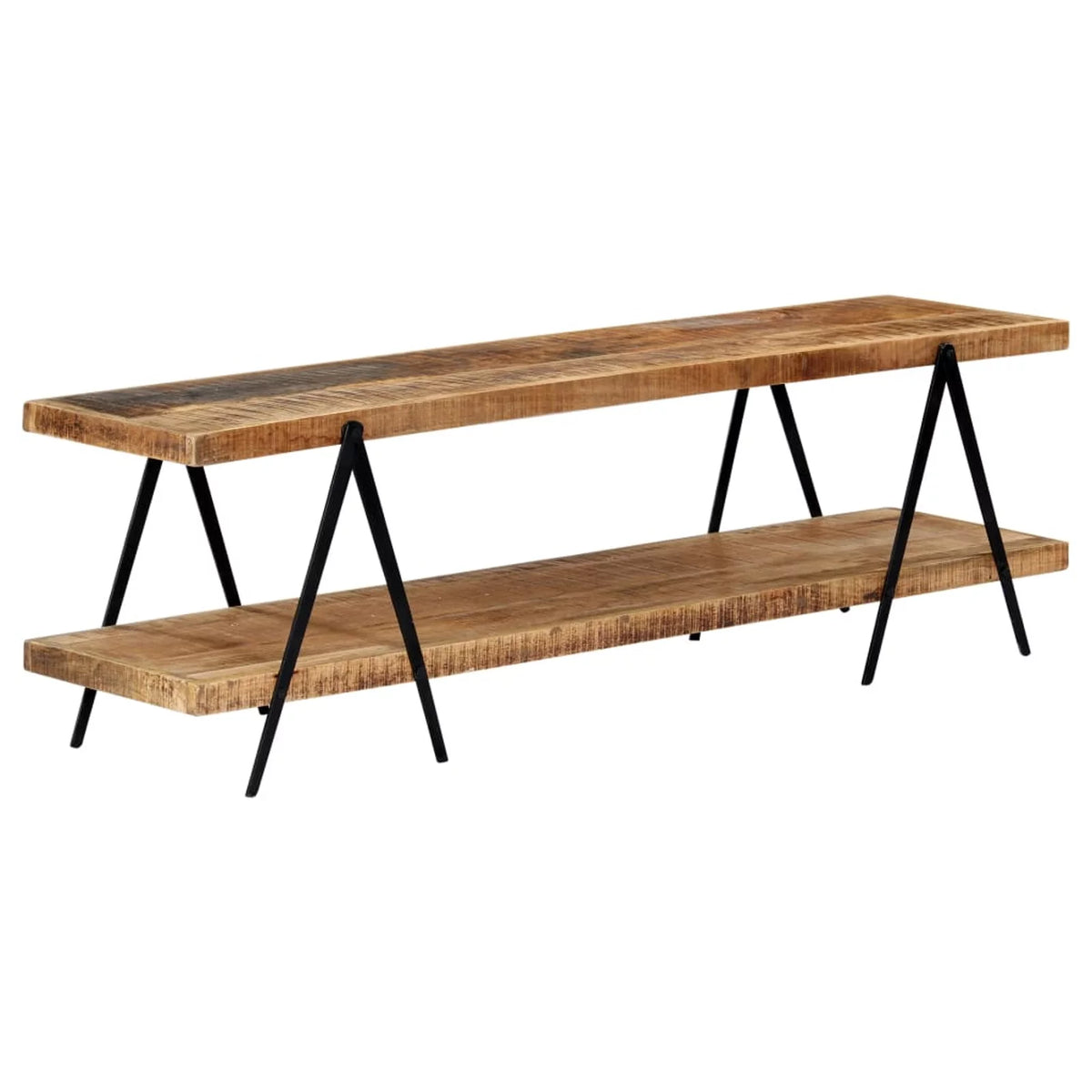 Mango Wood TV Stand with 2 Storage Shelves I239010