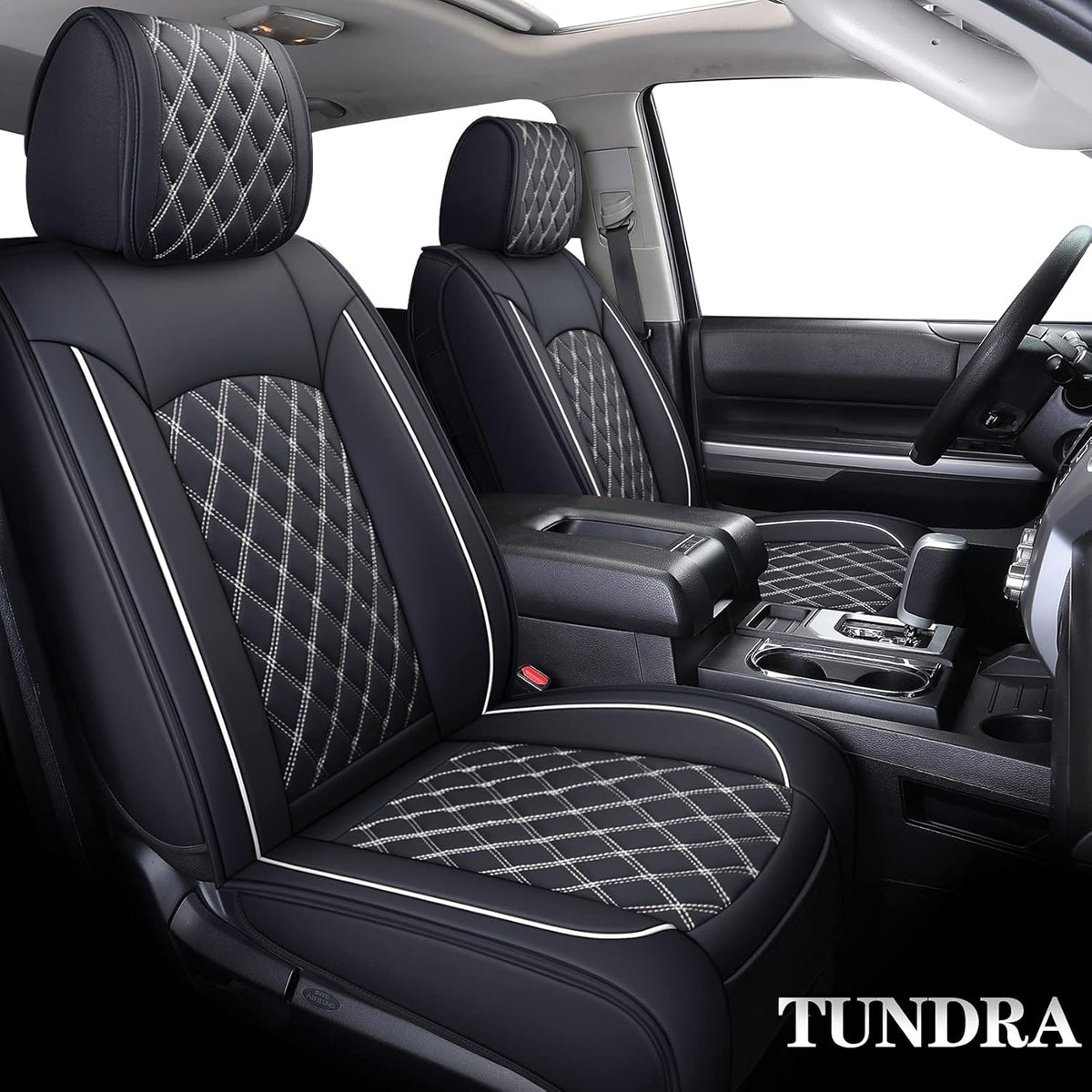 Waterproof Faux Leather Full Seat Covers 5 PCS Full Set Black-Red B4945