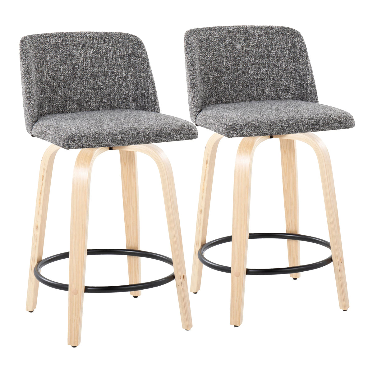 24" Counter Stool with Natural Wood Base, Set of 2 L86413
