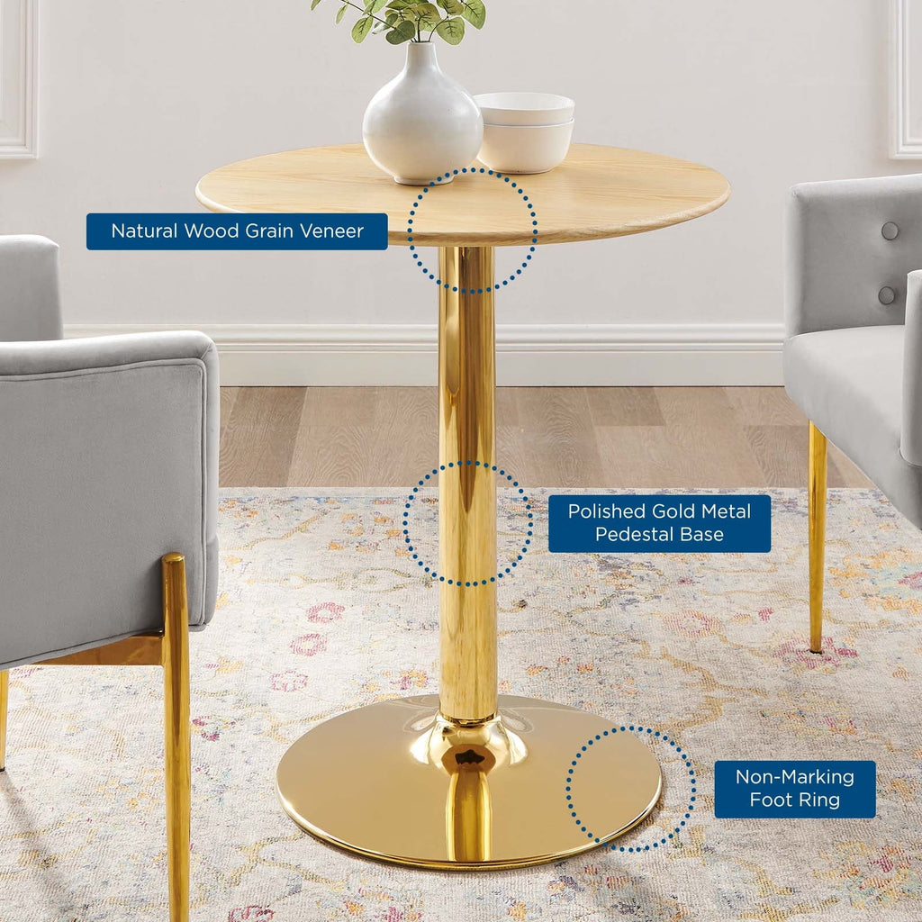 28" Round Wood & Metal Dining Table M232