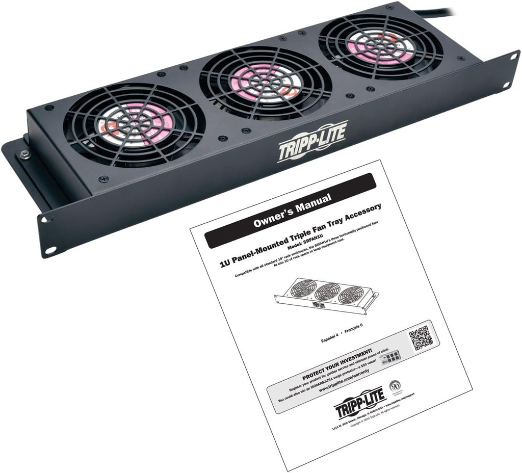 1U Cooling Fan Tray with 3 120V Fans, Black Z1625