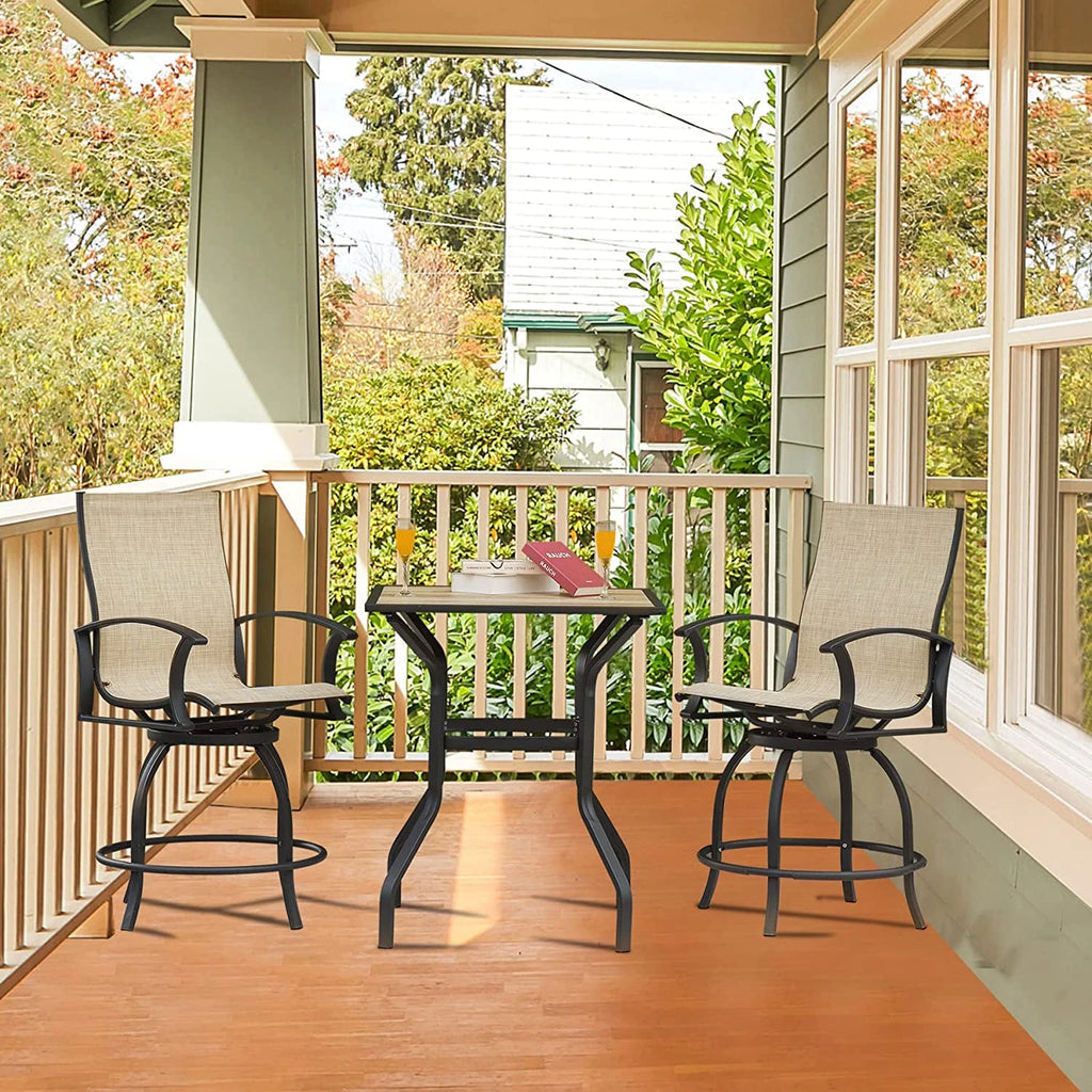 3 Piece Swivel Bar Stools and Table Patio Bistro Set O515947