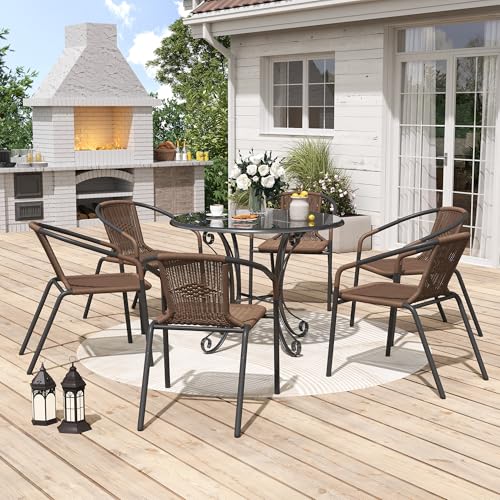 Black Wicker Stackable Dining Chairs Set of 6 O681953