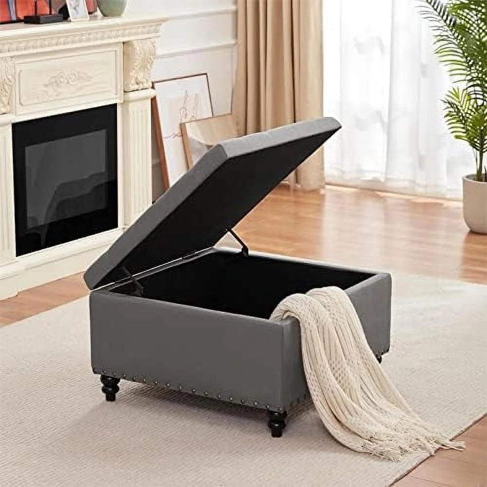 Blue Oversized Tufted Ottoman K41142