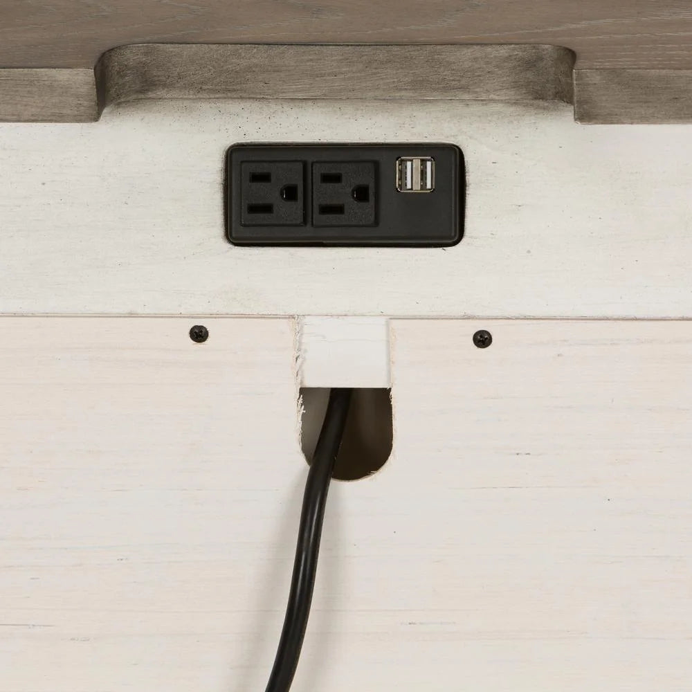 White 2 Drawer Night Stand with Charging Station P288