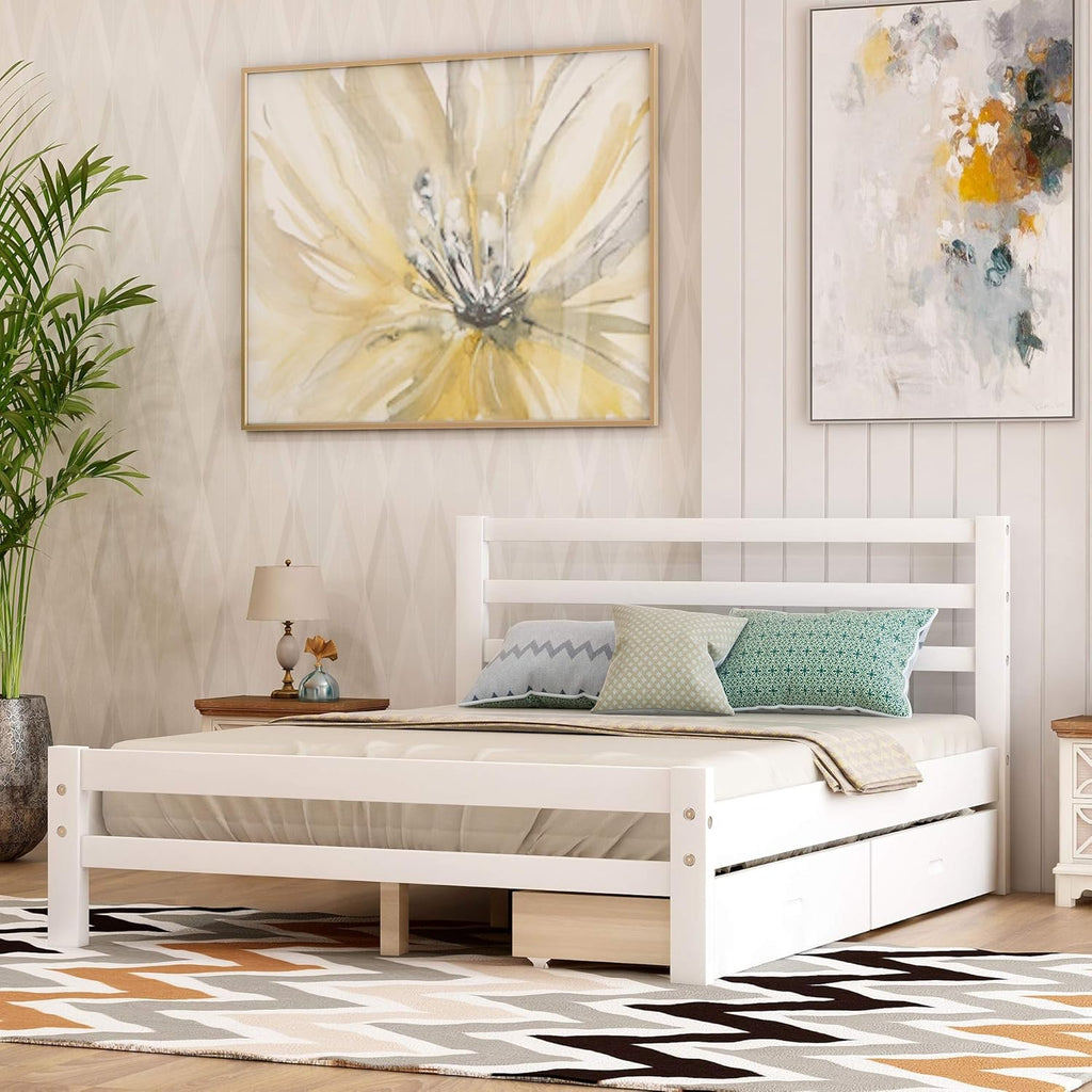 Gray Wood Platform Bed with Trundle and Drawers X43773