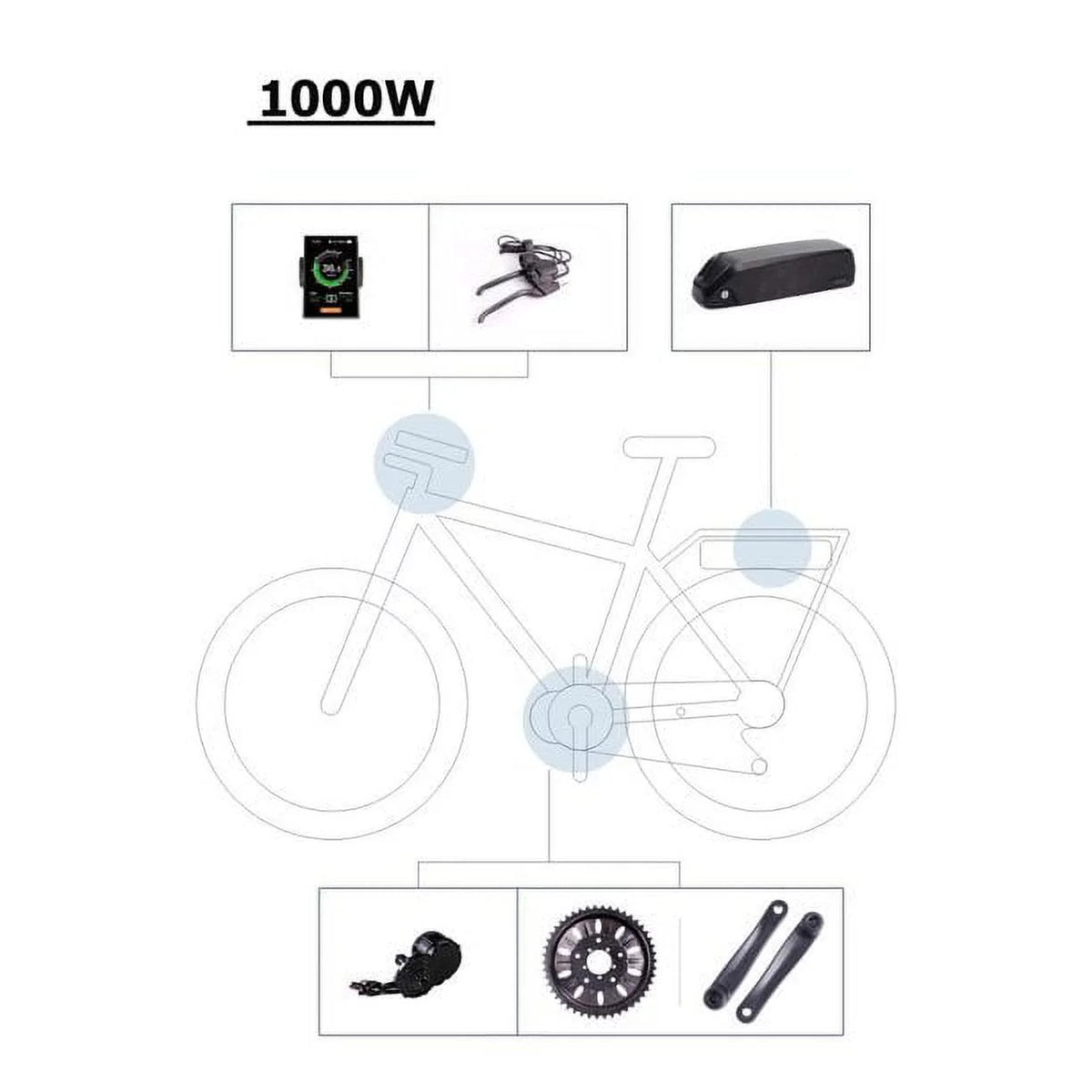 1000W Mid Drive Motor Kit with 52V20AH Battery W558