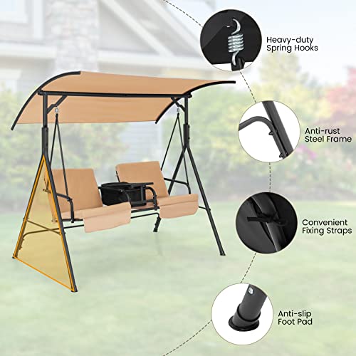 2 Person Porch Swing with Canopy and Cushions H946
