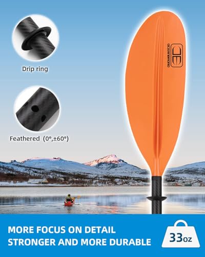 Carbon Fiber Kayak Paddle 90.5in/230cm with Paddle Leash W92692