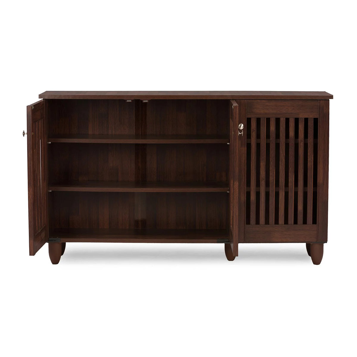 Oak Brown Wooden 3-Door Shoes Storage Cabinet B312