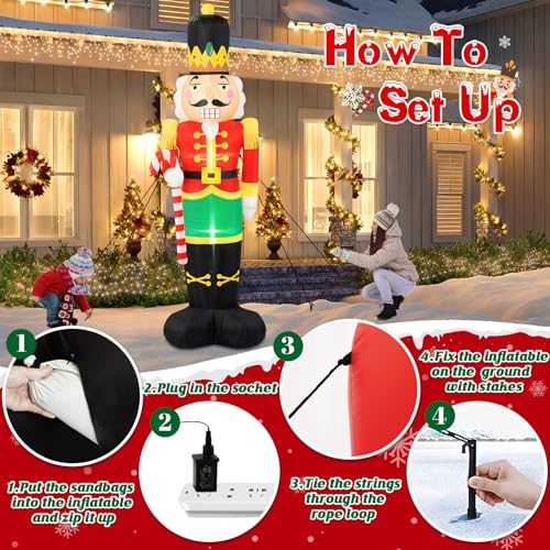 8FT Christmas Inflatable Nutcracker Soldier with Built-in LEDs Y9116