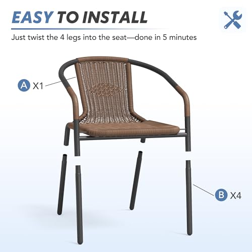 Black Wicker Stackable Dining Chairs Set of 6 O681953