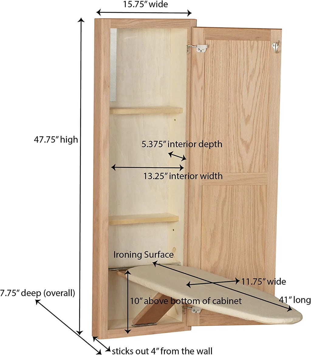 Recessed Ironing Board Cabinet with Storage Shelves B725701