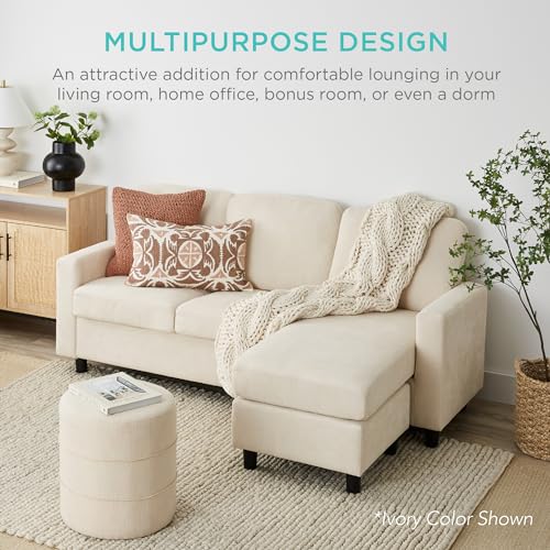 Beige Upholstered Sectional Sofa with Chaise Q113