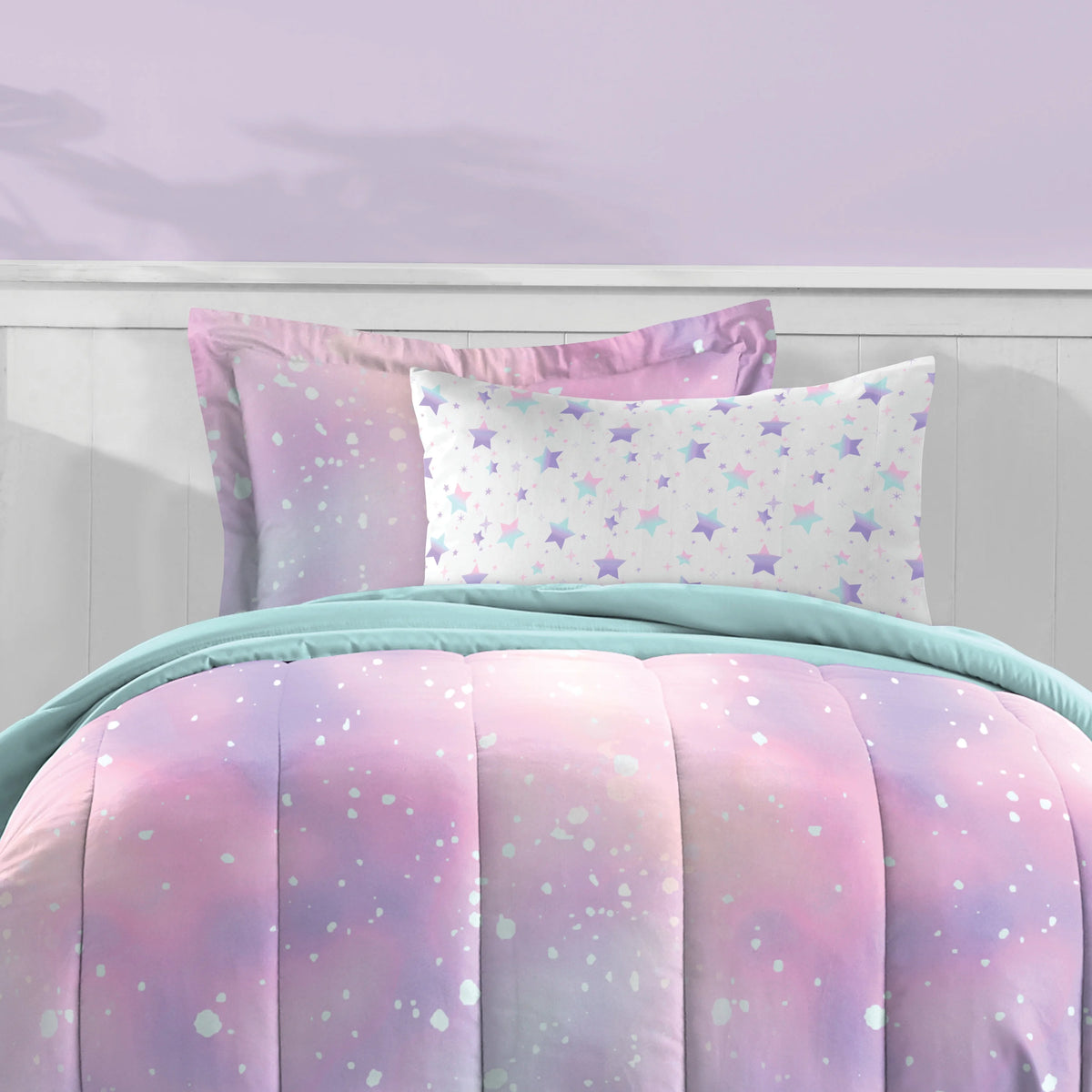 Full 7 Piece Pink Polyester Microfiber Comforter Set W83500